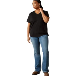 Shirt Damen Rebar Cotton Strong Standard, V-Ausschnitt, kurzarm