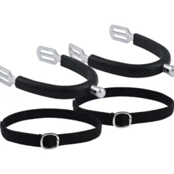 Sporen Set Damen IRHBasic, mit Silikonüberzug, mit Sporenriemen, abgerundet