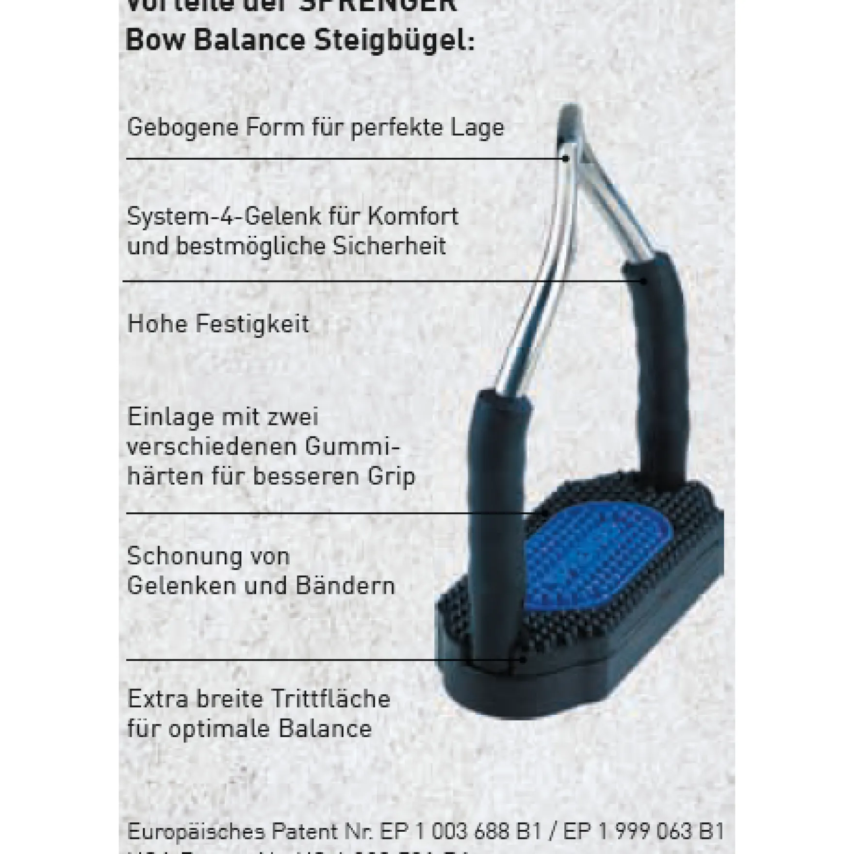 Steigbügel Bow Balance, Gelenksteigbügel, Edelstahl