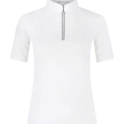 Turniershirt Damen Classic mit Glitzer-Reißverschluss, kurzarm