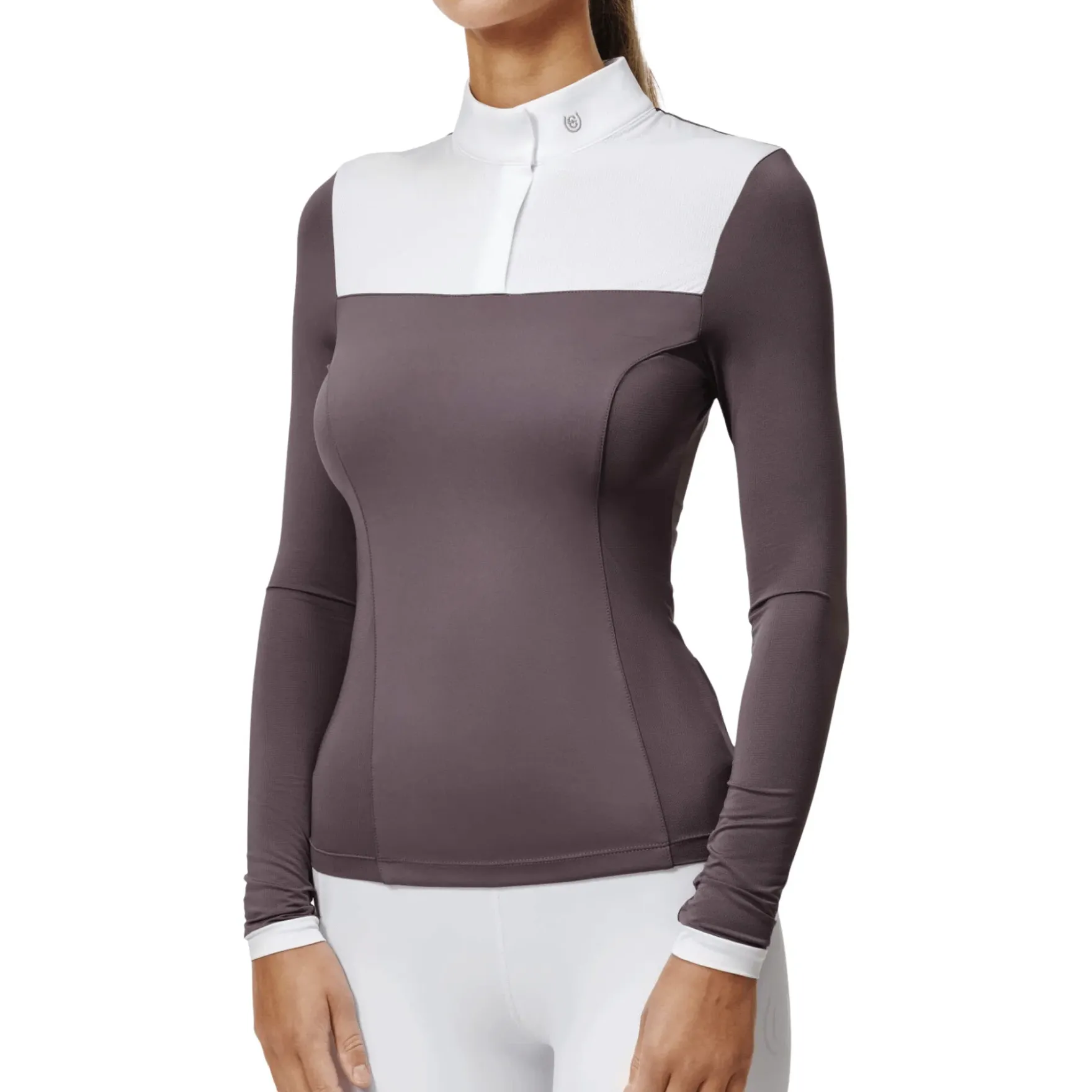 Turniershirt Damen Fine Line White Dark Violet, langarm