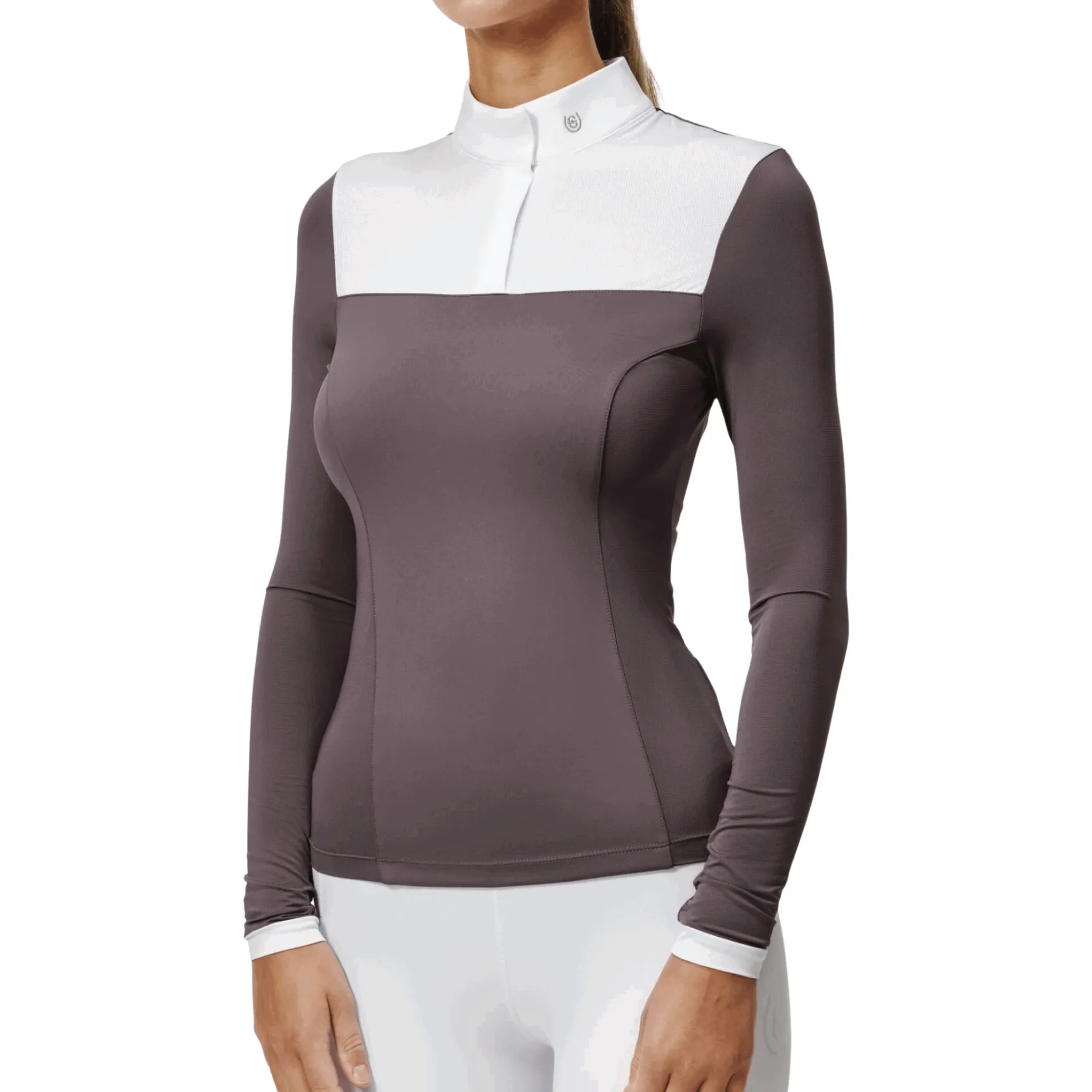 Turniershirt Damen Fine Line White Dark Violet, langarm