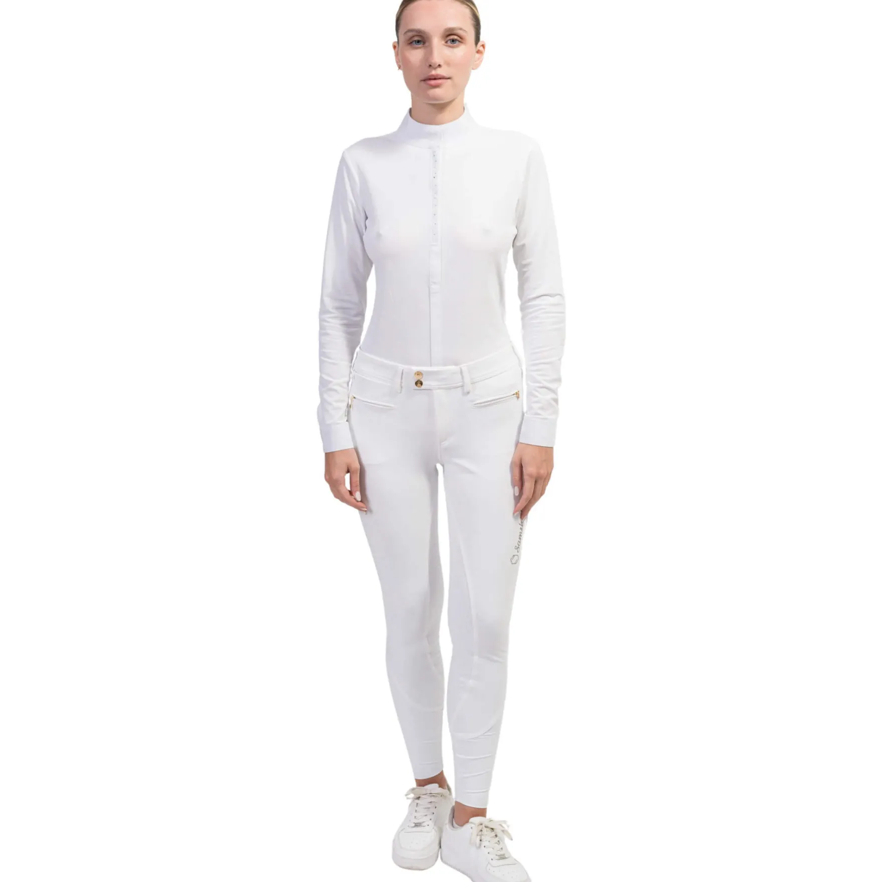Turniershirt Damen Julia Crystal Leaf HW23, Turnierbluse, langarm