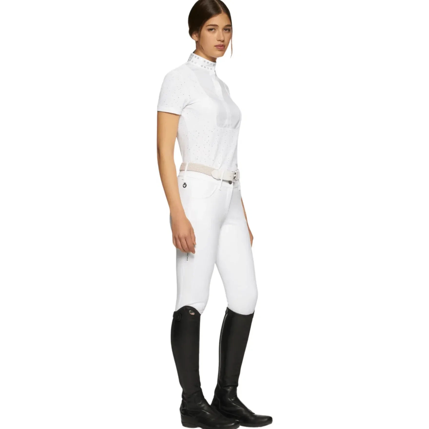 Turniershirt Damen Micro Sequins, kurzarm