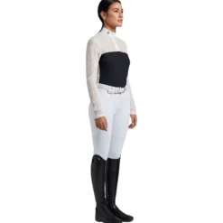 Turniershirt Damen Sheer Jacquard Jersey Zip, langarm